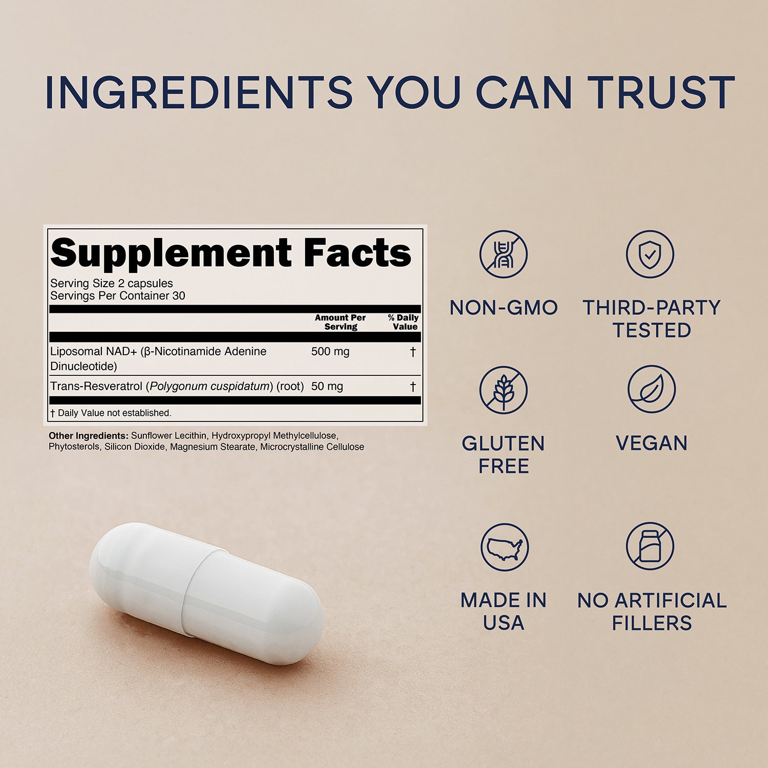 Nicotinamide Adenine Dinucleotide (NAD+) Supplement by Belle | Liposomal NAD+ Complex with Resveratrol